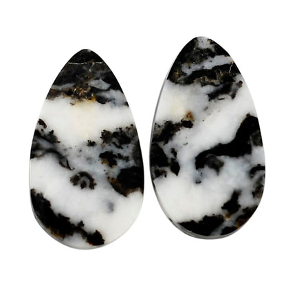 Black Zebra Jasper Pair 13.2x22.85x5 mm Pear Shape Polished Gemstone LS75-04573