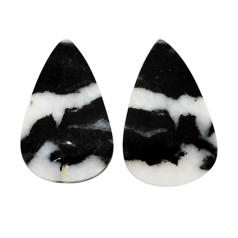 Black Zebra Jasper Pair 14x21.9x3.5 mm Pear Shape Polished Gemstone LS75-04574