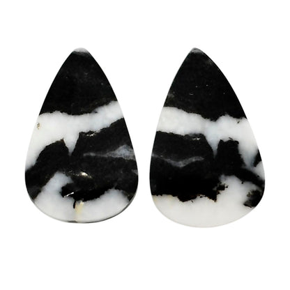 Black Zebra Jasper Pair 14x21.9x3.5 mm Pear Shape Polished Gemstone LS75-04574
