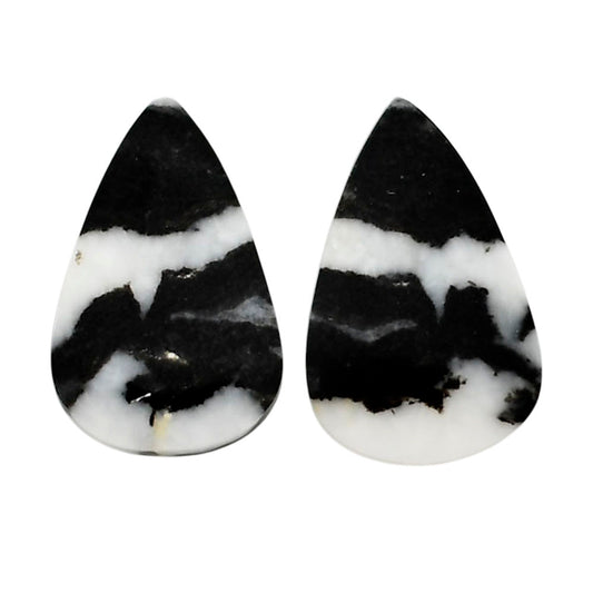 Black Zebra Jasper Pair 14x21.9x3.5 mm Pear Shape Polished Gemstone LS75-04574