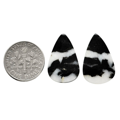 Black Zebra Jasper Pair 14x21.9x3.5 mm Pear Shape Polished Gemstone LS75-04574