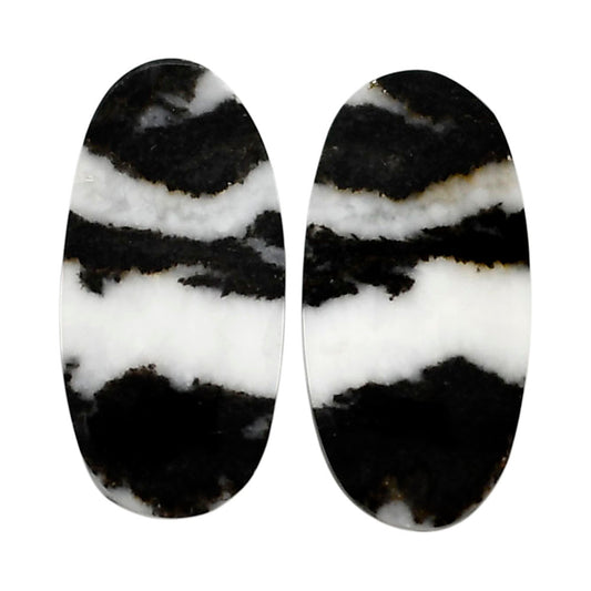 Black Zebra Jasper Pair 12.25x24.7x4 mm Oval Shape Polished Gemstone LS75-04575