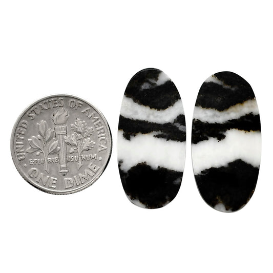 Black Zebra Jasper Pair 12.25x24.7x4 mm Oval Shape Polished Gemstone LS75-04575