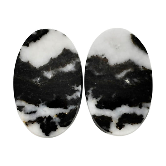 Black Zebra Jasper Pair 14.9x23.3x4 mm Oval Shape Polished Gemstone LS75-04576