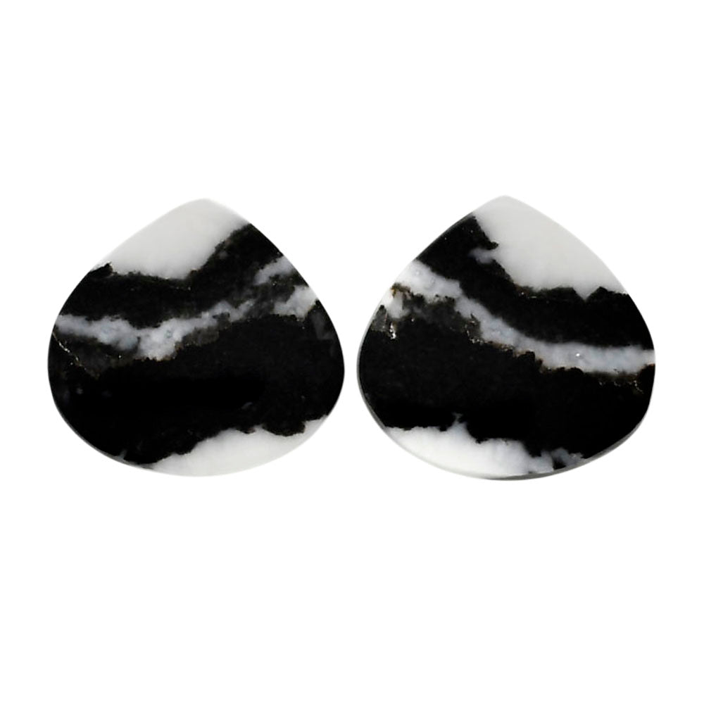Black Zebra Jasper Pair 18.3x19.3x3 mm Heart Shape Polished Gemstone LS75-04577