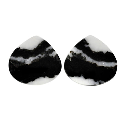 Black Zebra Jasper Pair 18.3x19.3x3 mm Heart Shape Polished Gemstone LS75-04577