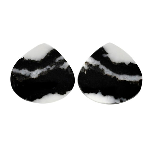 Black Zebra Jasper Pair 18.3x19.3x3 mm Heart Shape Polished Gemstone LS75-04577