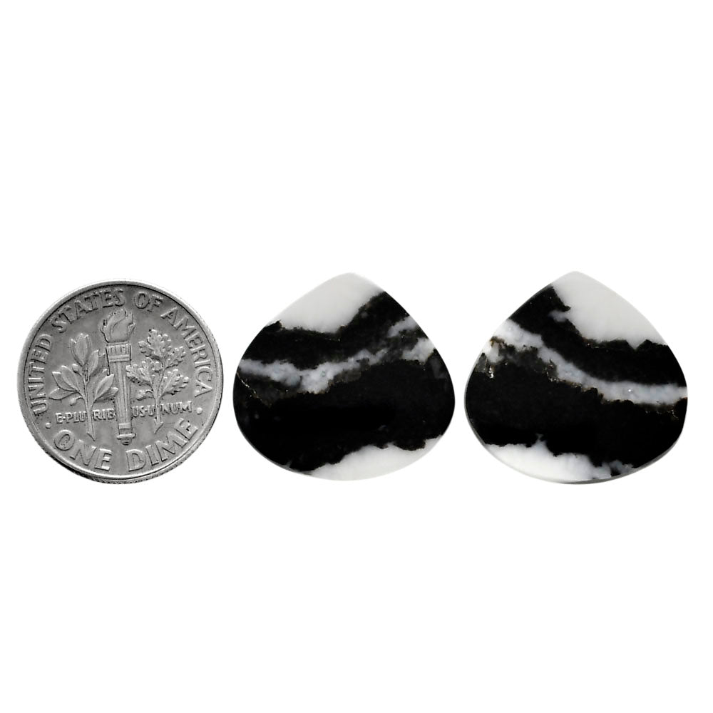 Black Zebra Jasper Pair 18.3x19.3x3 mm Heart Shape Polished Gemstone LS75-04577