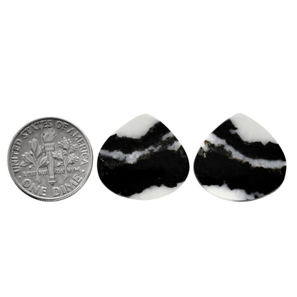 Black Zebra Jasper Pair 18.3x19.3x3 mm Heart Shape Polished Gemstone LS75-04577