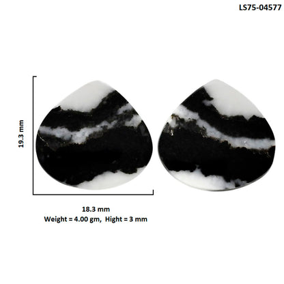 Black Zebra Jasper Pair 18.3x19.3x3 mm Heart Shape Polished Gemstone LS75-04577