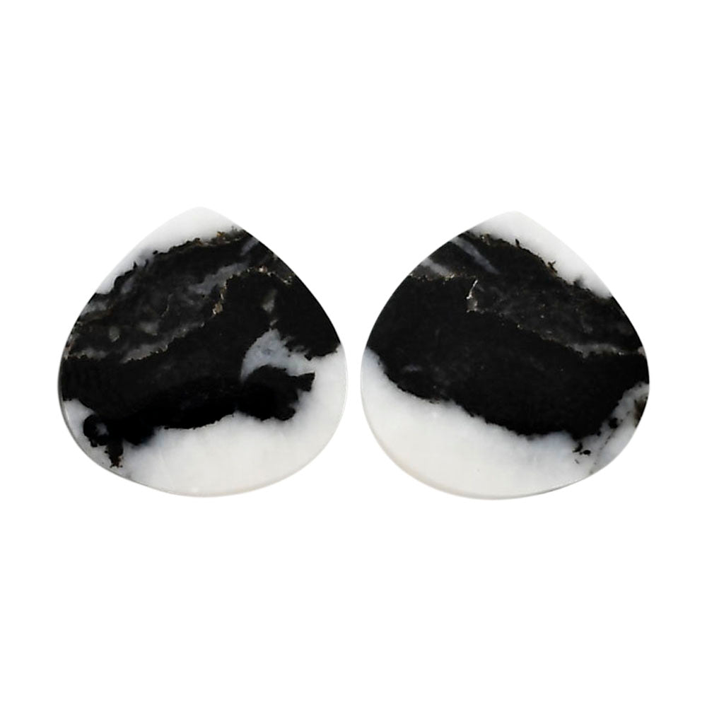 Black Zebra Jasper Pair 17.5x17.5x3.5 mm Heart Shape Polished Gemstone LS75-04578