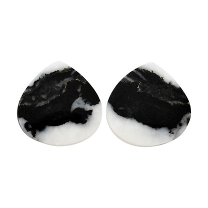 Black Zebra Jasper Pair 17.5x17.5x3.5 mm Heart Shape Polished Gemstone LS75-04578