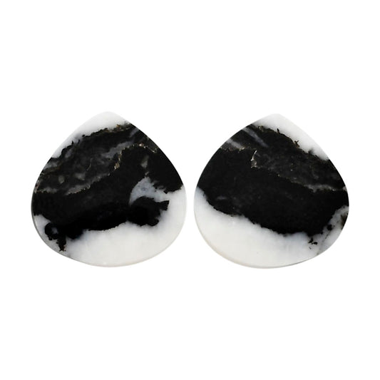 Black Zebra Jasper Pair 17.5x17.5x3.5 mm Heart Shape Polished Gemstone LS75-04578