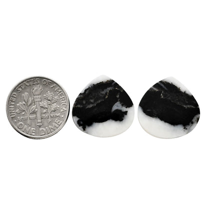 Black Zebra Jasper Pair 17.5x17.5x3.5 mm Heart Shape Polished Gemstone LS75-04578