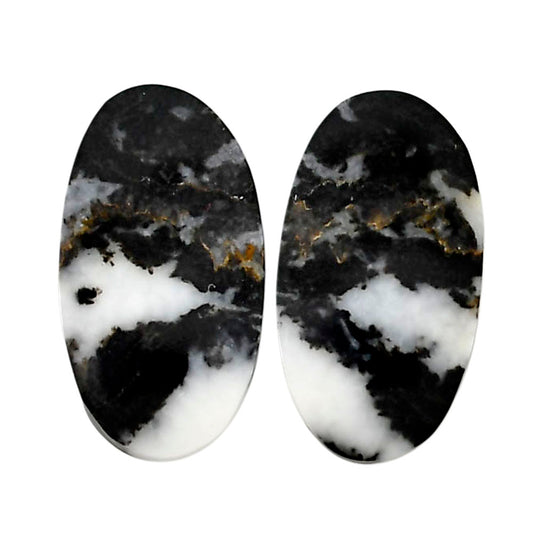 Black Zebra Jasper Pair 12.5x22.7x4 mm Oval Shape Polished Gemstone LS75-04579