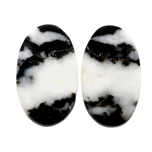 Black Zebra Jasper Pair 13x21.35x4 mm Oval Shape Polished Gemstone LS75-04580