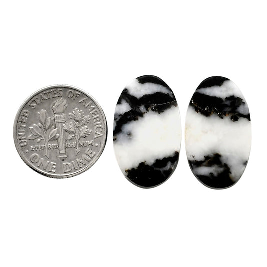 Black Zebra Jasper Pair 13x21.35x4 mm Oval Shape Polished Gemstone LS75-04580