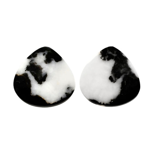 Black Zebra Jasper Pair 18x18.4x4 mm Heart Shape Polished Gemstone LS75-04582