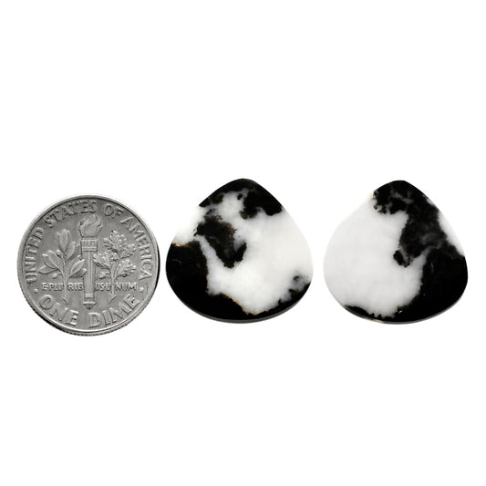 Black Zebra Jasper Pair 18x18.4x4 mm Heart Shape Polished Gemstone LS75-04582