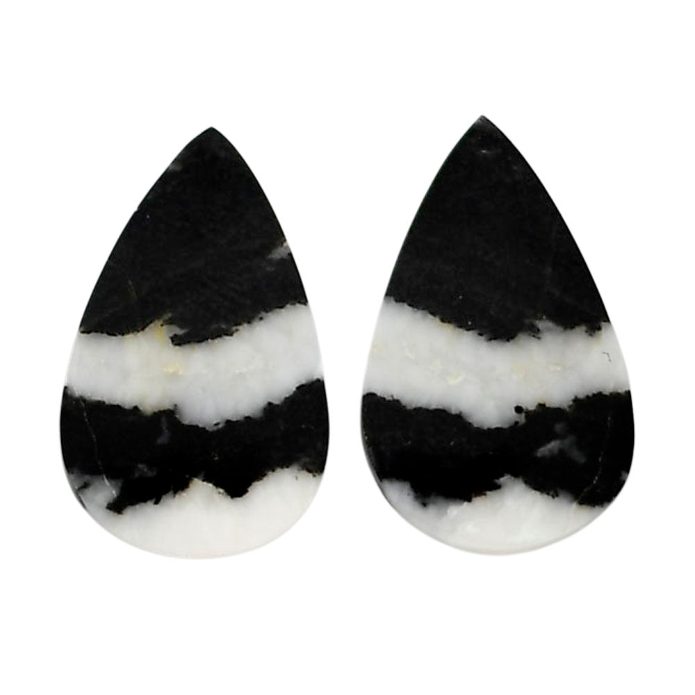 Black Zebra Jasper Pair 13.5x21.7x3.5 mm Pear Shape Polished Gemstone LS75-04583