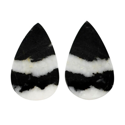 Black Zebra Jasper Pair 13.5x21.7x3.5 mm Pear Shape Polished Gemstone LS75-04583