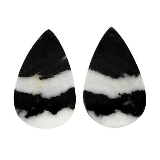 Black Zebra Jasper Pair 13.5x21.7x3.5 mm Pear Shape Polished Gemstone LS75-04583
