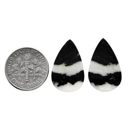 Black Zebra Jasper Pair 13.5x21.7x3.5 mm Pear Shape Polished Gemstone LS75-04583