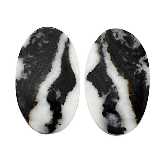 Black Zebra Jasper Pair 15.1x24.7x4 mm Oval Shape Polished Gemstone LS75-04584