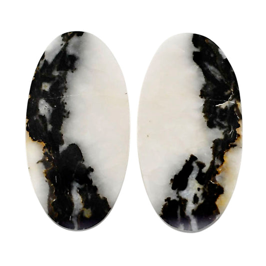 Black Zebra Jasper Pair 14.8x27.7x4 mm Oval Shape Polished Gemstone LS75-04585