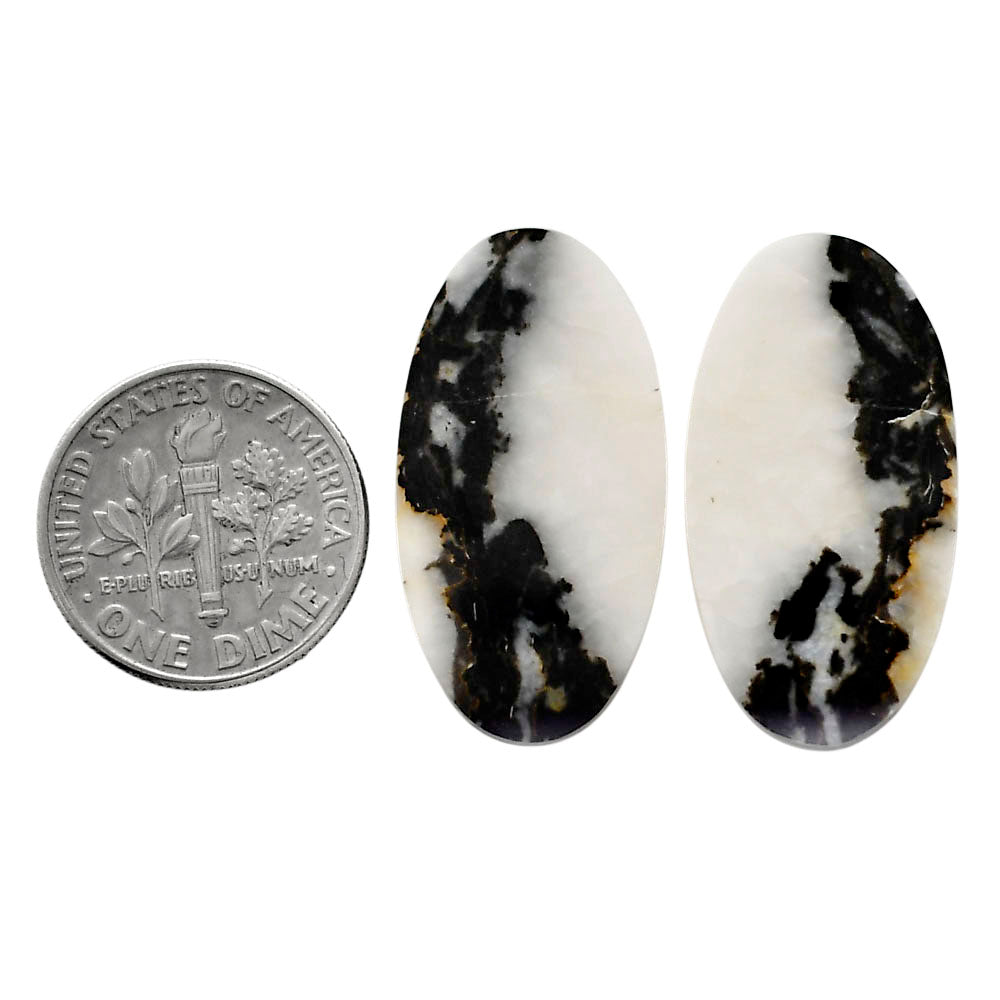 Black Zebra Jasper Pair 14.8x27.7x4 mm Oval Shape Polished Gemstone LS75-04585
