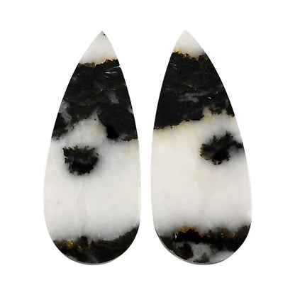Black Zebra Jasper Pair 11.3x26.5x3.3 mm Pear Shape Polished Gemstone LS75-04588