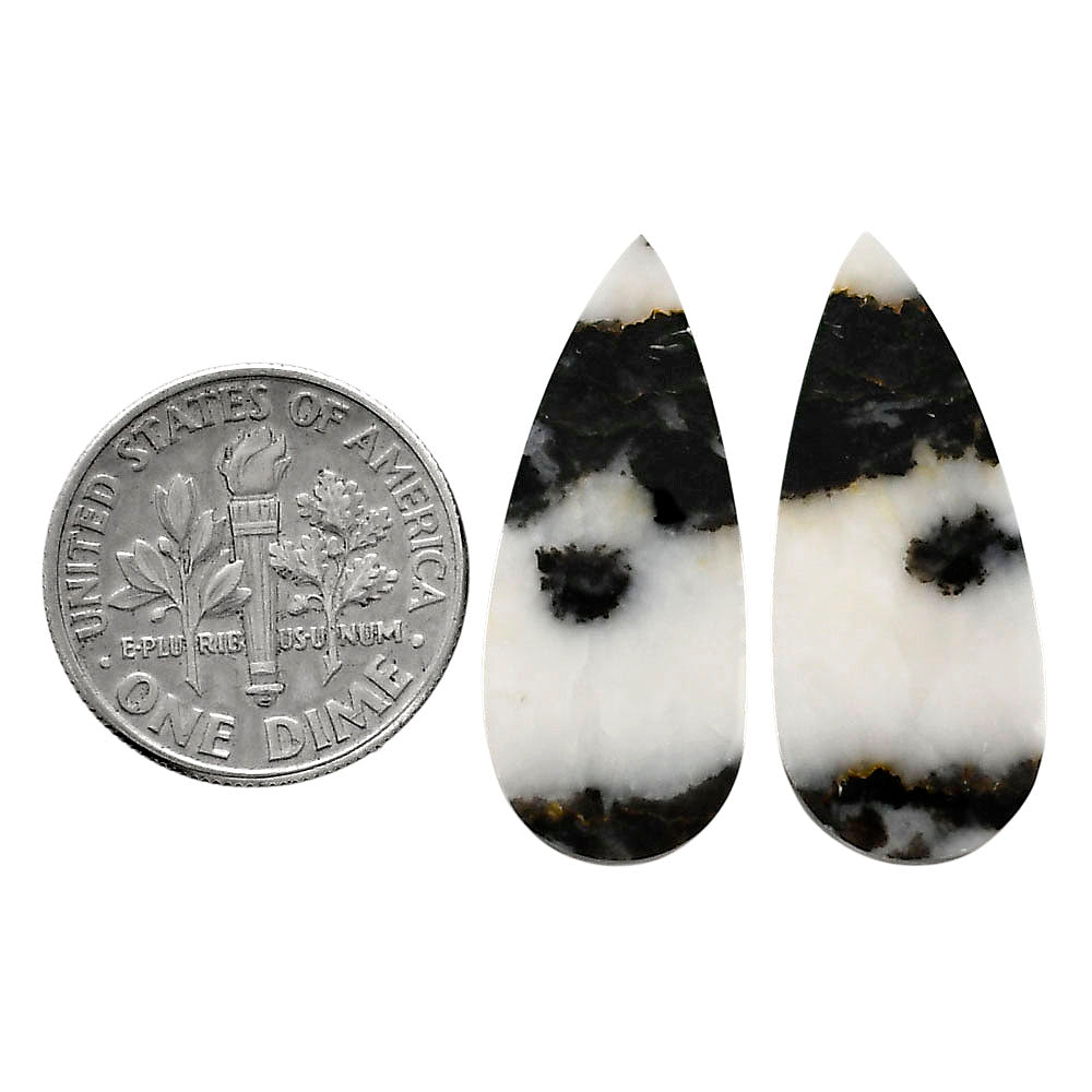 Black Zebra Jasper Pair 11.3x26.5x3.3 mm Pear Shape Polished Gemstone LS75-04588