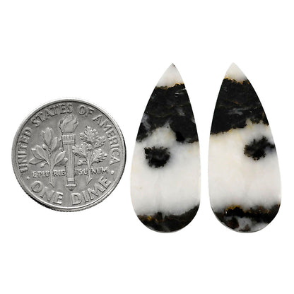 Black Zebra Jasper Pair 11.3x26.5x3.3 mm Pear Shape Polished Gemstone LS75-04588