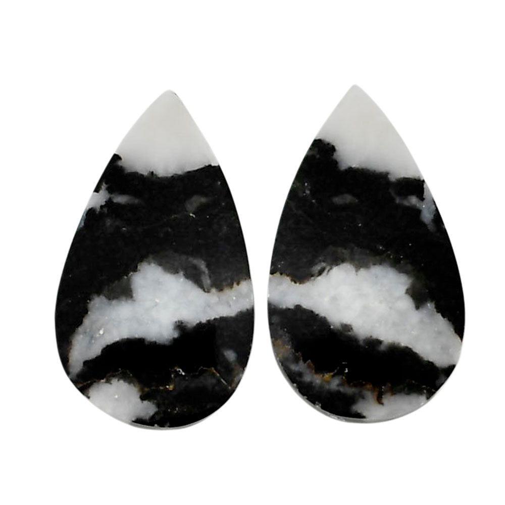 Black Zebra Jasper Pair 12.8x21.7x3.8 mm Pear Shape Polished Gemstone LS75-04589