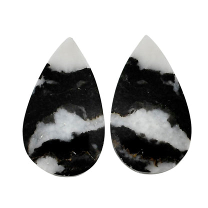 Black Zebra Jasper Pair 12.8x21.7x3.8 mm Pear Shape Polished Gemstone LS75-04589
