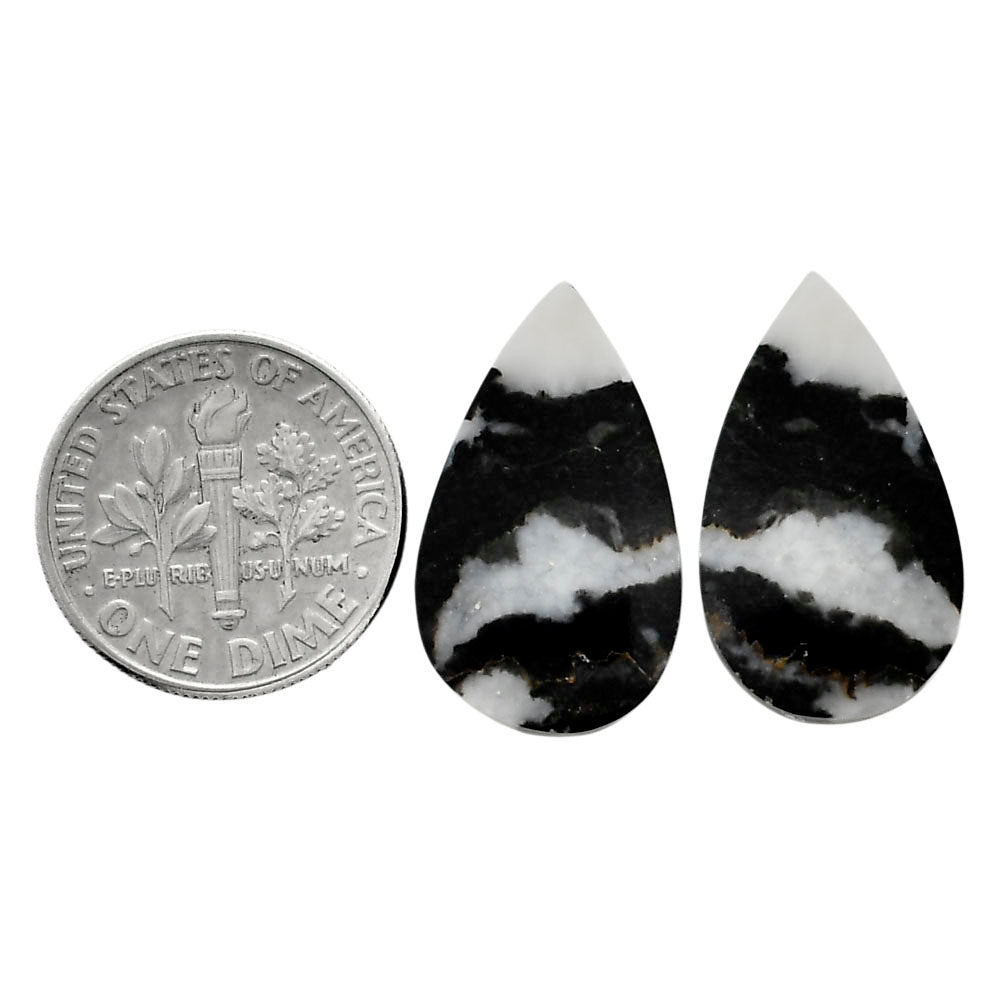 Black Zebra Jasper Pair 12.8x21.7x3.8 mm Pear Shape Polished Gemstone LS75-04589