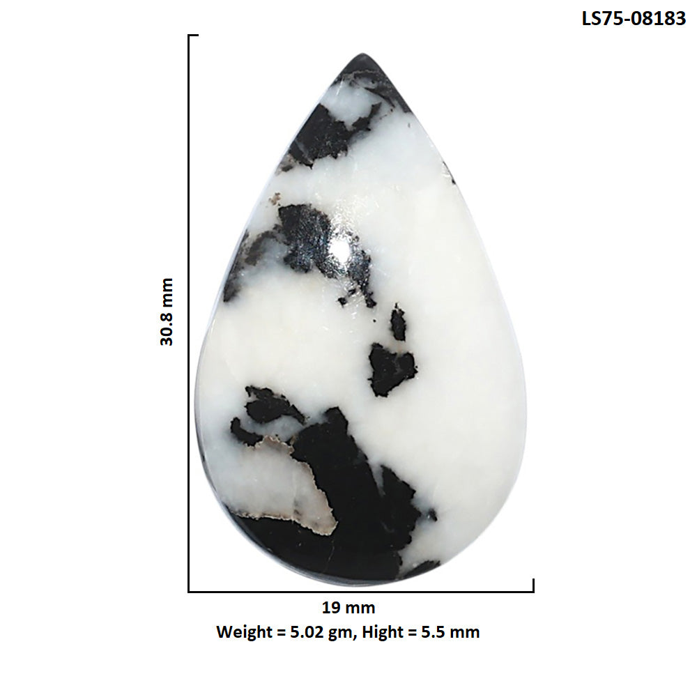 Black Zebra Jasper 19x30.8x5.5 mm Pear Shape Polished Gemstone LS75-08183