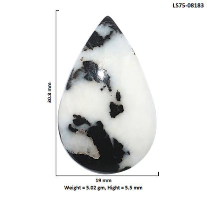 Black Zebra Jasper 19x30.8x5.5 mm Pear Shape Polished Gemstone LS75-08183