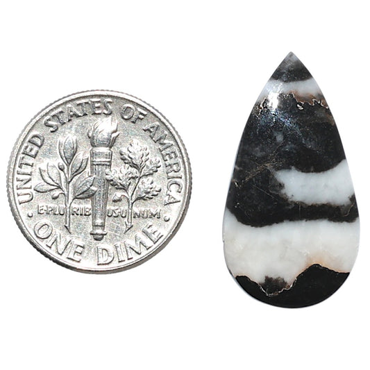 Black Zebra Jasper 13.3x24.8x4 mm Pear Shape Polished Gemstone LS75-08184