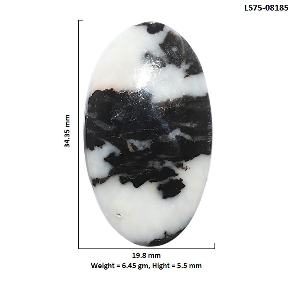 Black Zebra Jasper 19.8x34.35x5.5 mm Oval Shape Polished Gemstone LS75-08185