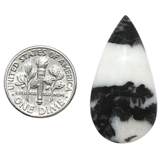 Black Zebra Jasper 16.5x31.5x5 mm Pear Shape Polished Gemstone LS75-08187