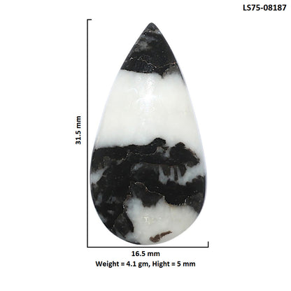 Black Zebra Jasper 16.5x31.5x5 mm Pear Shape Polished Gemstone LS75-08187