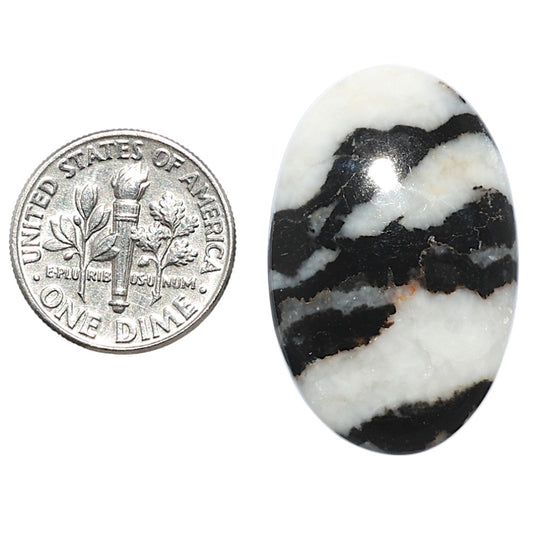 Black Zebra Jasper 19.9x31x5.5 mm Oval Shape Polished Gemstone LS75-08192