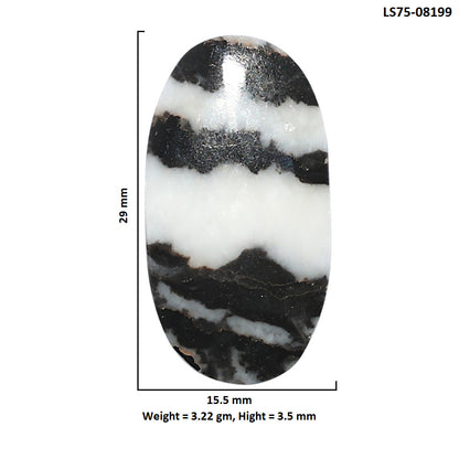 Black Zebra Jasper 15.5x29x3.5 mm Oval Shape Polished Gemstone LS75-08199