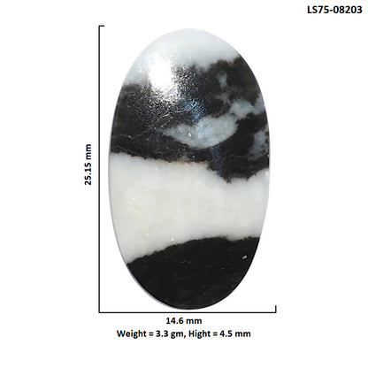 Black Zebra Jasper 14.6x25.15x4.5 mm Oval Shape Polished Gemstone LS75-08203