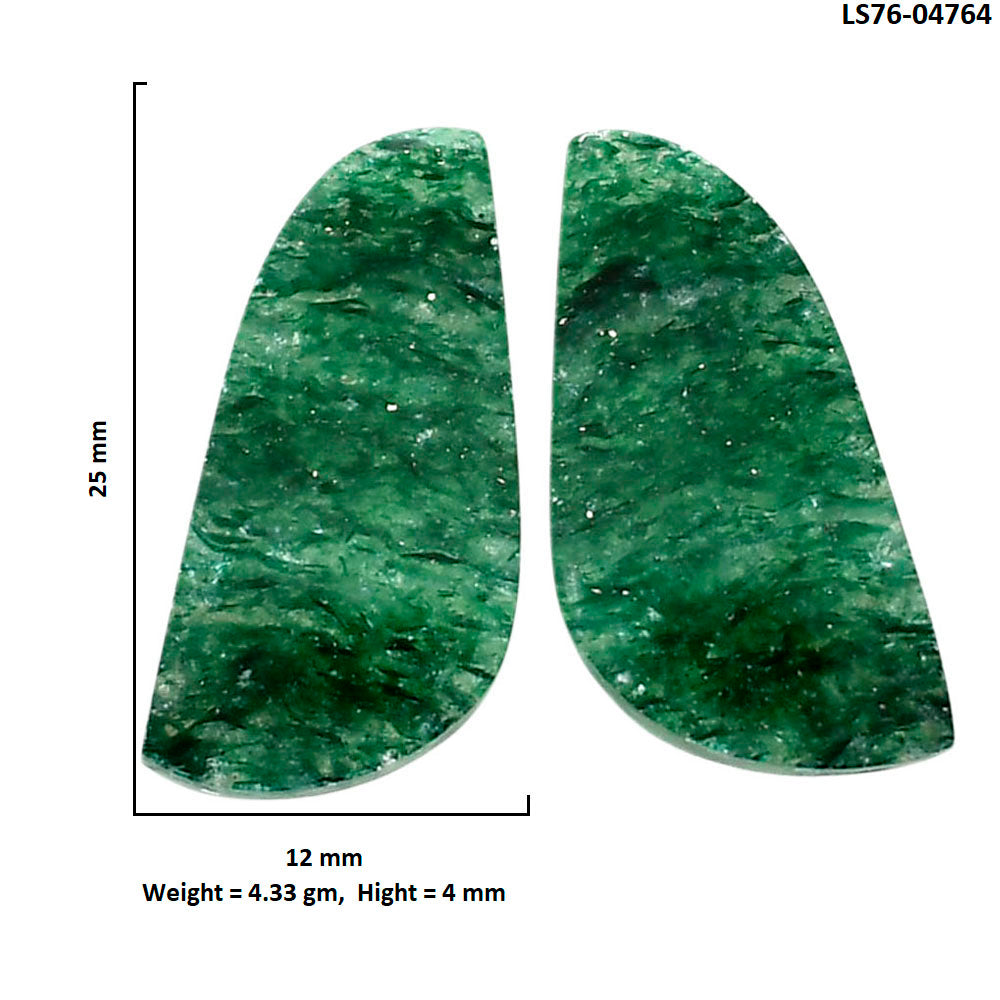 Green Aventurine Pair 12x25x4 mm Fancy Shape Polished Gemstone LS76-04764