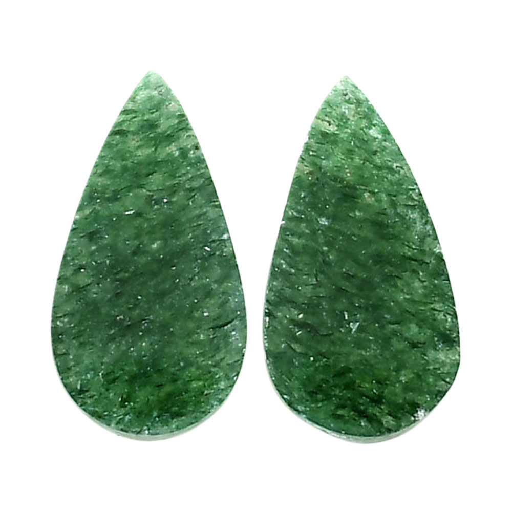 Green Aventurine Pair 10.2x19.25x3.8 mm Pear Shape Polished Gemstone LS76-04765