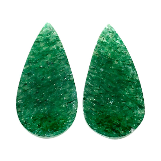 Green Aventurine Pair 10.2x19.25x3.8 mm Pear Shape Polished Gemstone LS76-04765