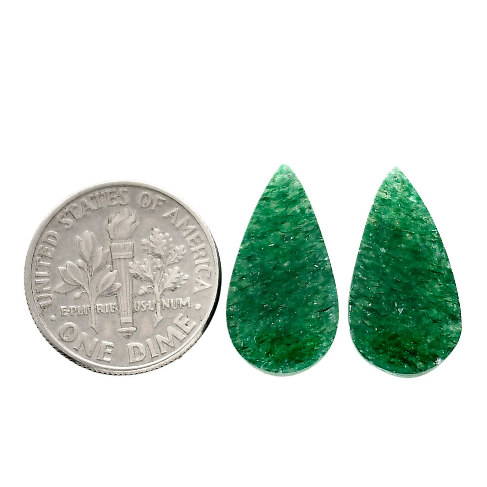 Green Aventurine Pair 10.2x19.25x3.8 mm Pear Shape Polished Gemstone LS76-04765