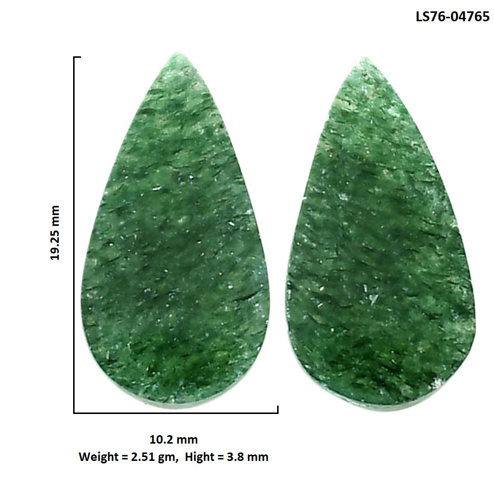 Green Aventurine Pair 10.2x19.25x3.8 mm Pear Shape Polished Gemstone LS76-04765